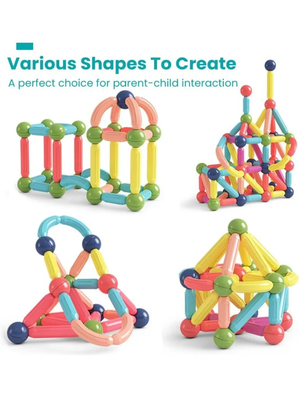 Magnetic Building Blocks Set for Kids 4-8 | STEM Construction Toys, 64PCS